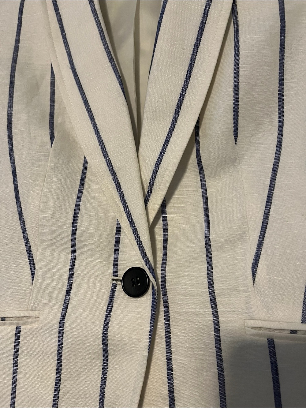 Talbots Cream Blazer with Navy Stripes 2P Excellent Condition - Picture 2 of 4